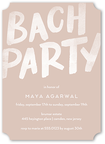 The Big Party Bachelorette Party Invitation, Brown, 5x7 Flat, Matte, Signature Smooth Cardstock, Ticket