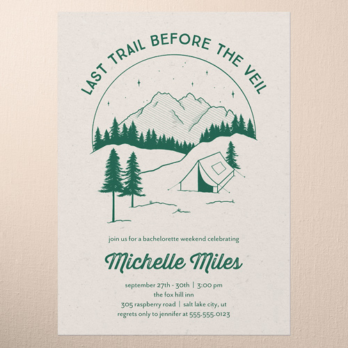 Peaceful Scene Bachelorette Party Invitation, Beige, 5x7 Flat, Pearl Shimmer Cardstock, Square