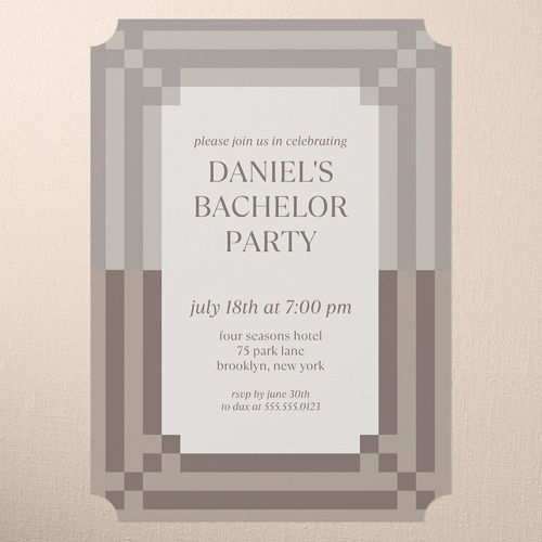 Iconic Frame Bachelor Party Invitation, Brown, 5x7 Flat, Pearl Shimmer Cardstock, Ticket