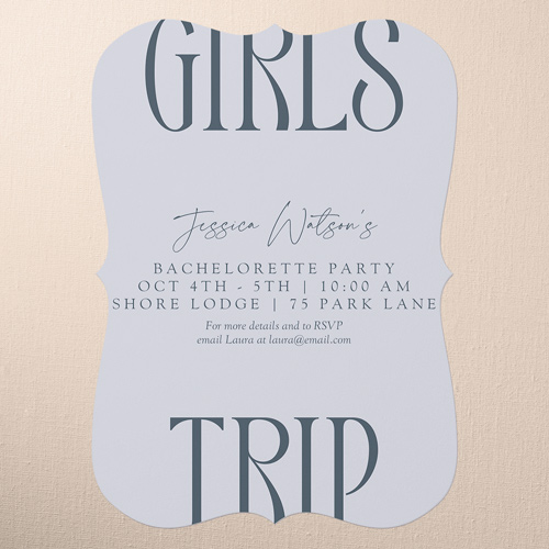 Big Trip Bachelorette Party Invitation, Gray, 5x7 Flat, Pearl Shimmer Cardstock, Bracket