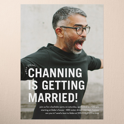 Enclosed Excitement Bachelor Party Invitation, Black, 5x7 Flat, Standard Smooth Cardstock, Square, Black