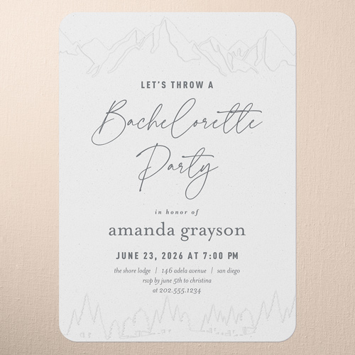 Seasonal Outline Bachelorette Party Invitation, White, 5x7 Flat, Pearl Shimmer Cardstock, Rounded