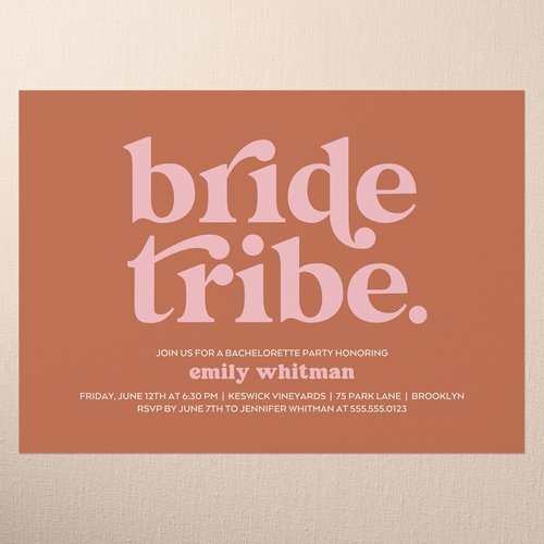 Cheerful Chic Bachelorette Party Invitation, Orange, 5x7 Flat, Pearl Shimmer Cardstock, Square