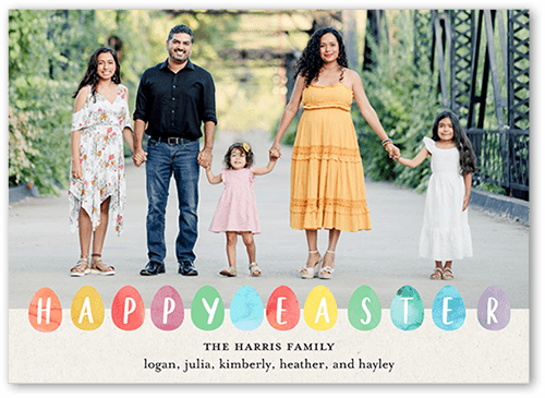 Watercolor Eggs Easter Card, Beige, 5x7 Flat, 100% Recycled Cardstock , Square, Cream