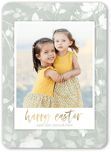 Tonal Floral Easter Card, Green, 5x7 Flat, Matte, Signature Smooth Cardstock, Rounded