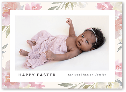 Floral Edge Easter Card, White, 5x7 Flat, Matte, Signature Smooth Cardstock, Square