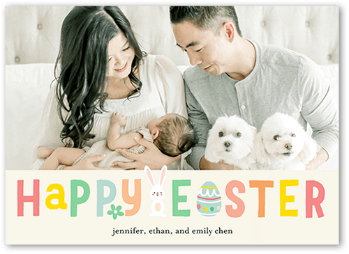 Delighted Bunny Easter Card, Beige, 5x7 Flat, Matte, Signature Smooth Cardstock, Square