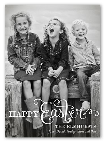 Script Overlay Easter Card, White, 100% Recycled Cardstock , Square
