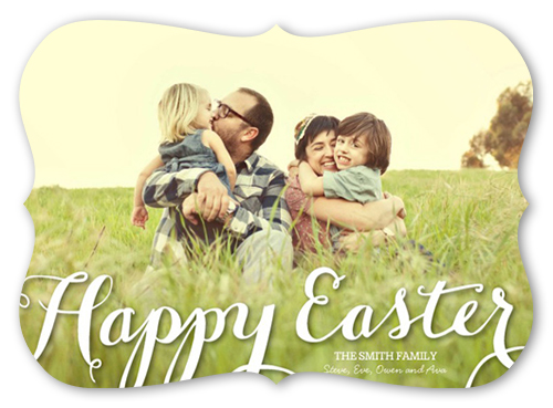 Happy Easter Easter Card, White, Pearl Shimmer Cardstock, Bracket
