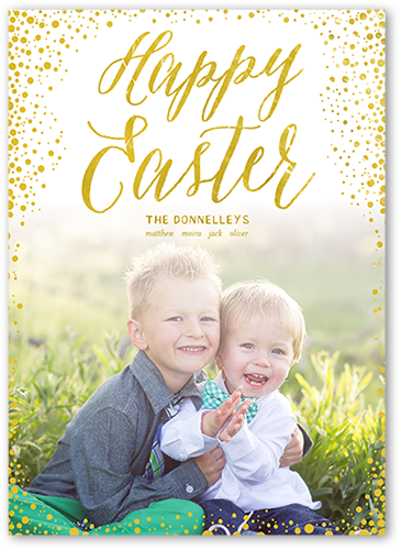 Easter Confetti Easter Card, Yellow, Standard Smooth Cardstock, Square