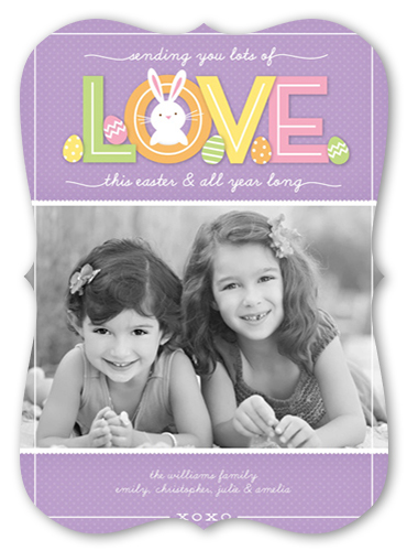 Bunny Love Easter Card, Purple, Pearl Shimmer Cardstock, Bracket