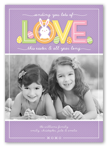 Bunny Love Easter Card, Purple, Pearl Shimmer Cardstock, Square