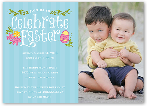 Celebrate Easter Easter Invitation, Blue, Pearl Shimmer Cardstock, Square