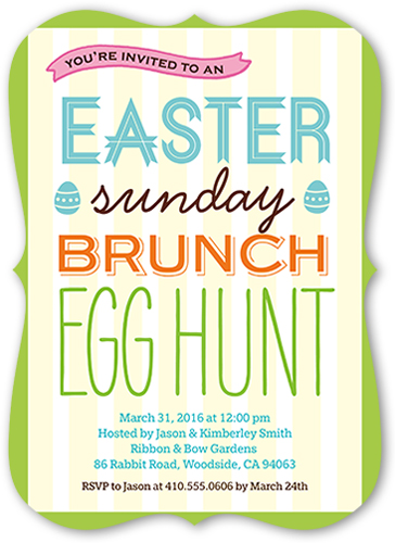 Sunday Brunch Easter Invitation, Green, 100% Recycled Cardstock , Bracket