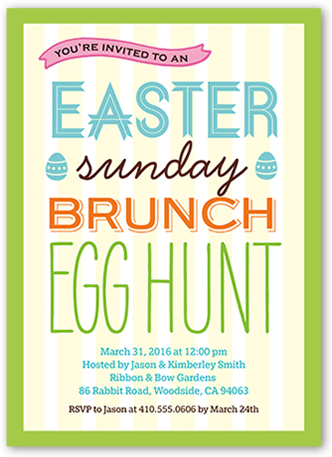 Sunday Brunch Easter Invitation, Green, Luxe Double-Thick Cardstock, Square