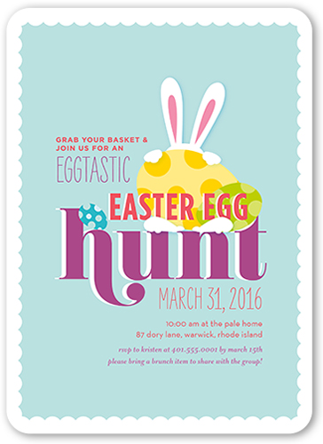 Eggtastic Egg Hunt Easter Invitation, Blue, Matte, Signature Smooth Cardstock, Rounded