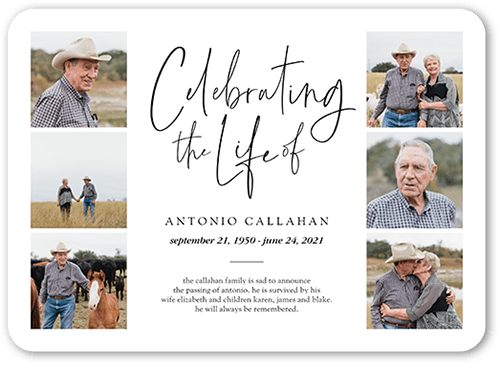 Celebrating the Life Sympathy Card, Rounded Corners