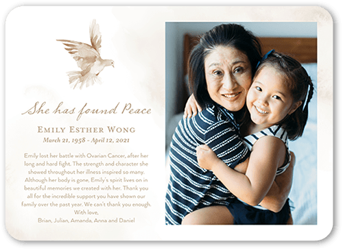 5x7 Funeral Card For Family