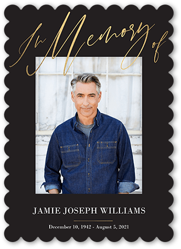 Beautiful Memories Sympathy Card, Black, 5x7 Flat, 100% Recycled Cardstock , Scallop