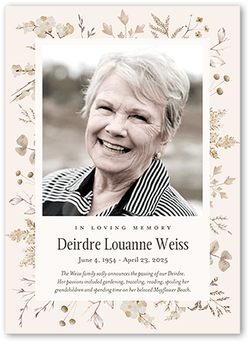 Evergreen Embellishment Sympathy Card, Beige, 5x7 Flat, Luxe Double-Thick Cardstock, Square, Adobe Blush