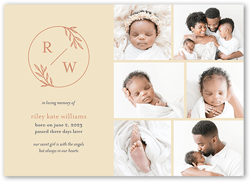 Monogram Marquee Sympathy Card, White, 5x7 Flat, Write Your Own Greeting, 100% Recycled Cardstock , Square