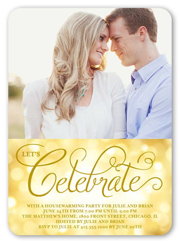 Celebration Bubbles Summer Invitation, Yellow, Standard Smooth Cardstock, Rounded