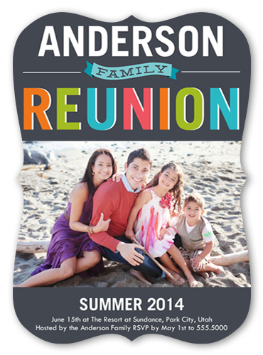 Colorful Reunion Summer Invitation, Grey, Pearl Shimmer Cardstock, Bracket