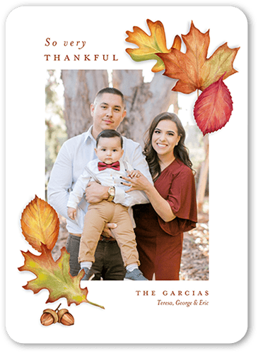 So Very Thankful Fall Greeting, White, 5x7 Flat, Standard Smooth Cardstock, Rounded