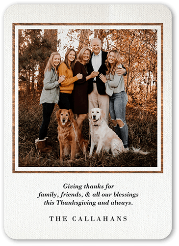 Giving Gratitude Fall Greeting, Brown, 5x7, Pearl Shimmer Cardstock, Rounded