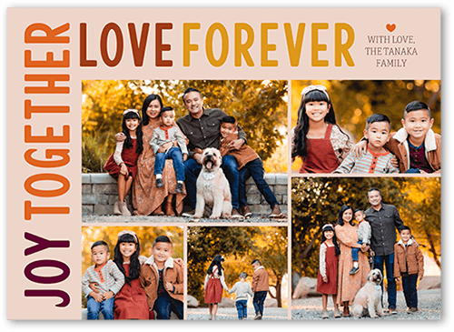 Joy and Love Forever Fall Greeting, Pink, 5x7 Flat, 100% Recycled Cardstock , Square