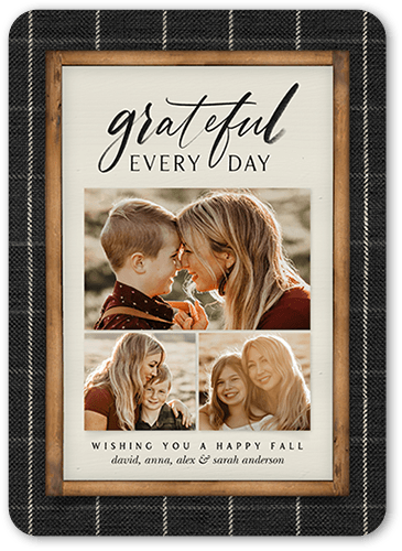 Grateful Everyday Fall Greeting, Black, 5x7, Pearl Shimmer Cardstock, Rounded
