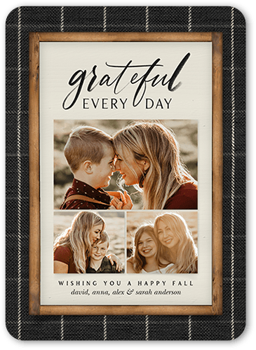 Grateful Everyday Fall Greeting, Black, 5x7 Flat, 100% Recycled Cardstock , Rounded