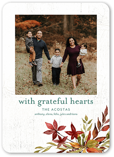 Grateful Hearts Fall Greeting, White, 5x7 Flat, Matte, Signature Smooth Cardstock, Rounded