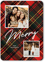 covered in plaid christmas card