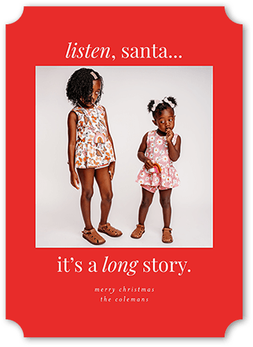 A Long Story Christmas Card, Red, 5x7 Flat, Christmas, Pearl Shimmer Cardstock, Ticket