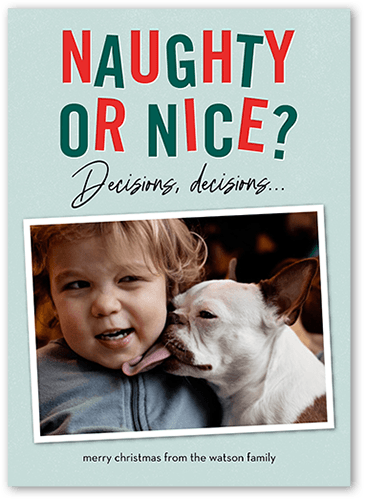 Decision Time Christmas Card, Blue, 5x7 Flat, Christmas, 100% Recycled Cardstock , Square