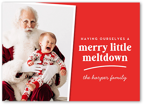 Merry Meltdown Christmas Card, Red, 5x7 Flat, Christmas, Luxe Double-Thick Cardstock, Square