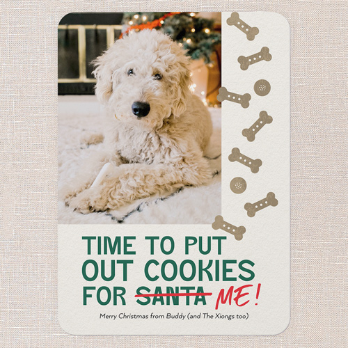 Treat Time Christmas Card, Beige, 5x7 Flat, Christmas, 100% Recycled Cardstock ?, Rounded