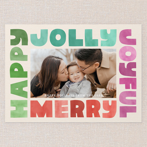 Boldly Bright Watercolor Christmas Card, Beige, 5x7 Flat, Christmas, Matte, Signature Smooth Cardstock, Square, Cream