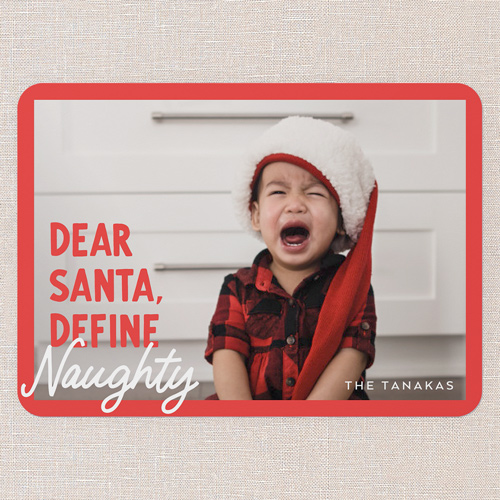 Define Naughty Christmas Card, Red, 5x7 Flat, Christmas, Pearl Shimmer Cardstock, Rounded, Red