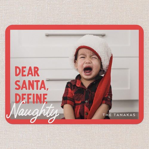 Define Naughty Christmas Card, Red, 5x7 Flat, Christmas, Pearl Shimmer Cardstock, Rounded