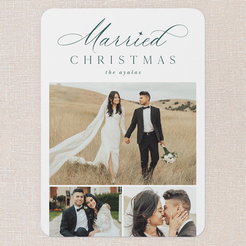 Happily Married Christmas Card, White, 5x7 Flat, Christmas, Matte, Signature Smooth Cardstock, Rounded