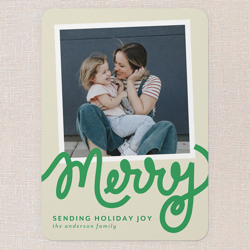 Playful Merry Christmas Card, Green, 5x7 Flat, Christmas, Matte, Signature Smooth Cardstock, Rounded, Spearmint