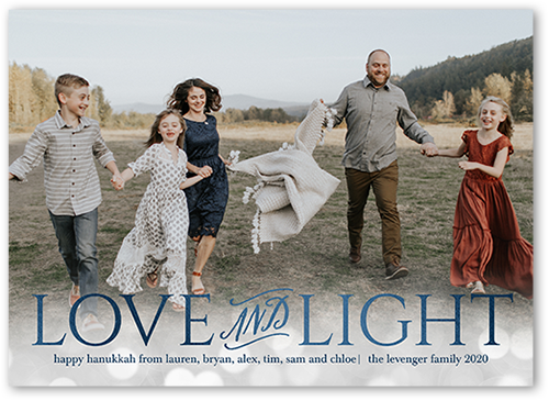 Love And Light Bokeh Hanukkah Card, Blue, Hanukkah, Standard Smooth Cardstock, Square