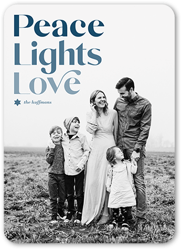 Peace Lights Hanukkah Card, White, none, 5x7 Flat, Hanukkah, Standard Smooth Cardstock, Rounded