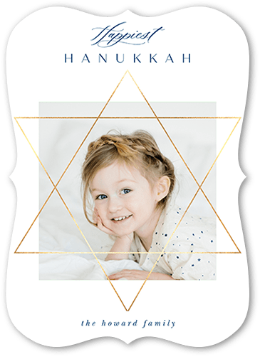 Elegant Star Hanukkah Card, White, 5x7 Flat, Hanukkah, Matte, Signature Smooth Cardstock, Bracket