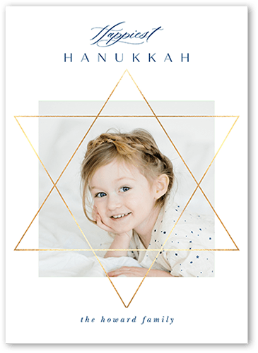 Elegant Star Hanukkah Card, White, 5x7 Flat, Hanukkah, Matte, Luxe Double-Thick Cardstock, Square, White