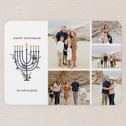 Menorah Memories Hanukkah Card, White, 5x7 Flat, Hanukkah, Pearl Shimmer Cardstock, Rounded, White