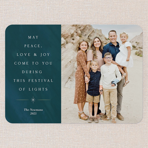 Serene Message Hanukkah Card, Blue, 5x7 Flat, Hanukkah, 100% Recycled Cardstock , Rounded, Nautical