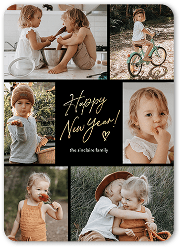 Memories of The Year New Year's Card, Black, 5x7 Flat, New Year, Matte, Signature Smooth Cardstock, Rounded